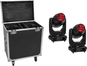 EUROLITE LED TMH-S400 CMY Komplekts 2× kustīga galva (Beam/Spot/Wash) ar kārbu uz riteņiem