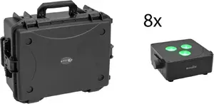 EUROLITE AKKU IP Flat Light 3 набор – 8× батарейный IP65 LED-прожектор с тележкой