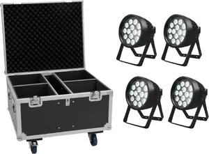 LED IP PAR set EUROLITE 4×14x8W QCL RGBW IP65 with flightcase