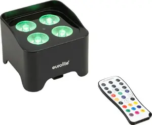 Uplight EUROLITE AKKU Mini UP-4 QCL Spot MK2 RGBW – battery-powered uplight, 4×4W LEDs, up to 9h runtime