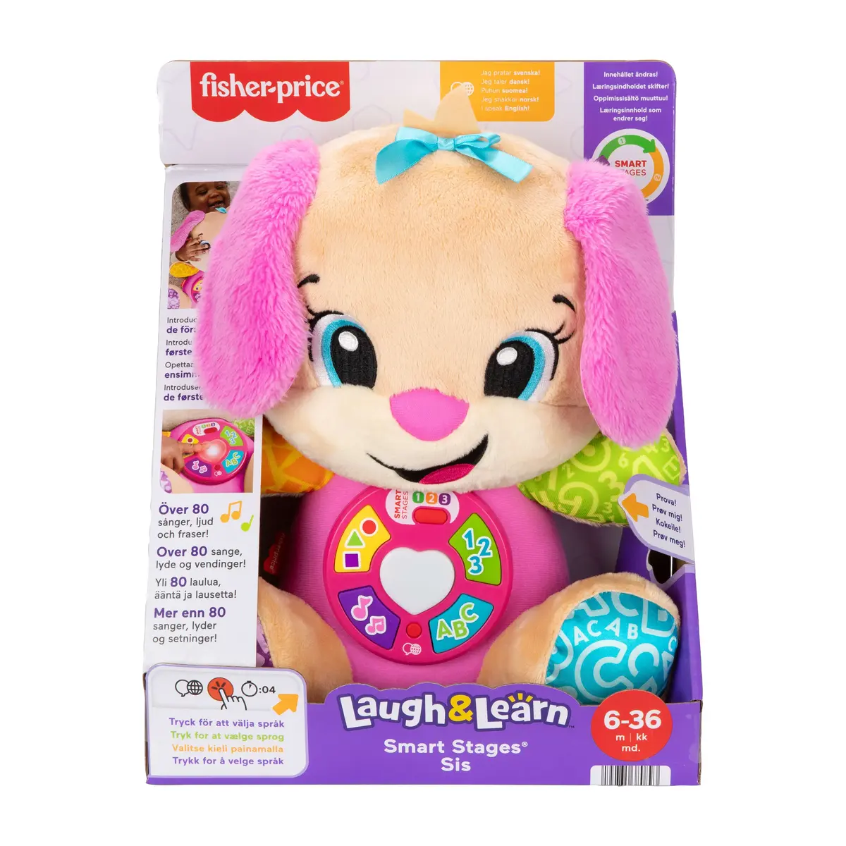 Fisher‑Price Laugh & Learn Smart Stages Sis (rozā) rotaļlietu suns Photo 6