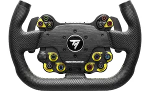 Thrustmaster EVO Racing 31U Leather Steering Wheel Black and Yellow for PC, PlayStation 4, PlayStation 5, Xbox One, and Xbox Series X/S