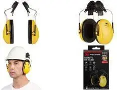 Ear Cup Hearing Protector 3M PELTOR Optime I H510P3E for Helmet Mount, yellow, low-profile adjustable design