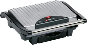 Kontaktgrill ALPINA 230V 1000W, Silber, Antihaft-Kochfläche, Sandwich- und Panini-Grill