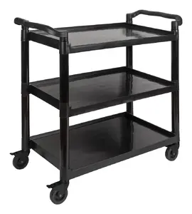 Food service cart APS 11944 — 3-tier stainless steel/aluminium frame with polypropylene shelves, black