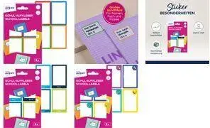 AVERY бумажные этикетки для книг SCHOOL8G — постоянный клей, скруглённые углы, цветная рамка, можно подписывать вручную