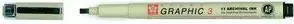 Sakura PIGMA GRAPHIC 3 Graphic Marker, black ink, 3.0 mm tip, ball & chisel-shaped, 1 pc