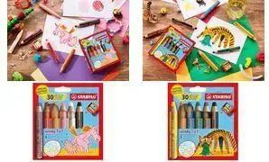 STABILO Multitalentstift woody 3 в 1 — цветной карандаш, акварель и восковой мелок, набор 6 шт., круглые, «Единорог»