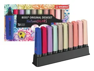 STABILO BOSS ORIGINAL NatureCOLORS Wildflower Marķieru komplekts 10 gabali ar slīpu uzgali un dabīgajiem toņiem