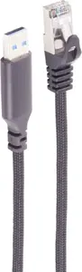ShiverPeaks адаптер-кабель USB-A на RJ45 BS14-52055, 1 Gбит/с, USB Type-A — Ethernet, алюминий, чёрный, 5 м