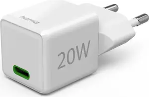 HAMA USB-C Super-Mini зарядное устройство PD 20 Вт — быстрое настенное зарядное, модель 00139548, белое