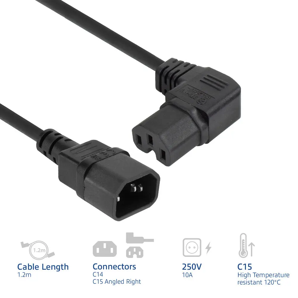Сетевой кабель ACT C14 на C15 угловой 1.2м Photo 3