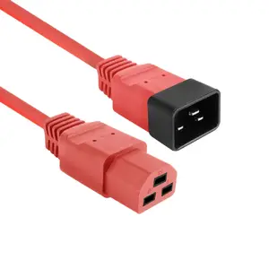 Power cord ACT C20–C21 IEC60320 red 3 m, 16 A, 250 V