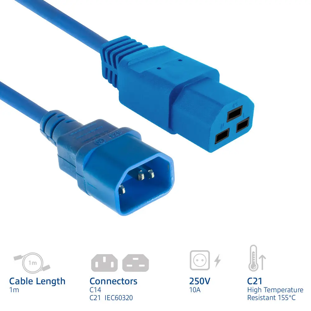 ACT Powercord C14 - C21 1 m Blue Photo 3