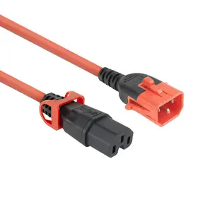 Power cable ACT C14 to C15 Lock+ dual-locking, 1 m, 10 A, 250 V, red