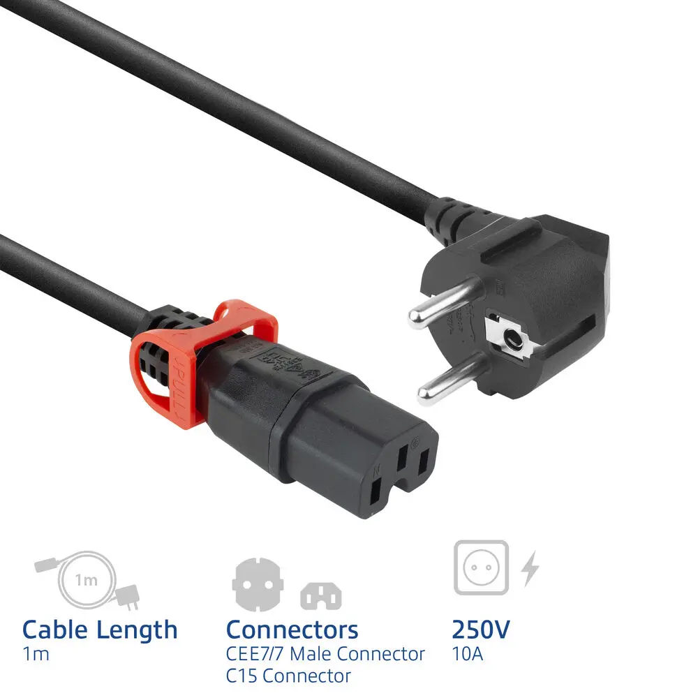 ACT EL603S CEE 7/7 to C15 IEC Lock+ Power Cord 1 m Photo 3