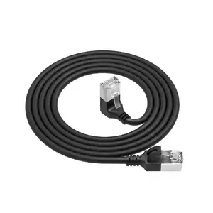 ACT CAT6A U/FTP LSZH Slimline patch cable 0.25 m with RJ45 90° down to straight, black