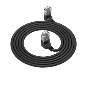 ACT Cat6a U/UTP LSZH Slimline pārejas kabelis 2 m ar 90° leņķa RJ45 savienotājiem, melns