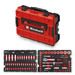 Чемодан для инструментов Einhell‑KWB E-Case, 92 предмета, черно‑красный, набор ручных и слесарных инструментов