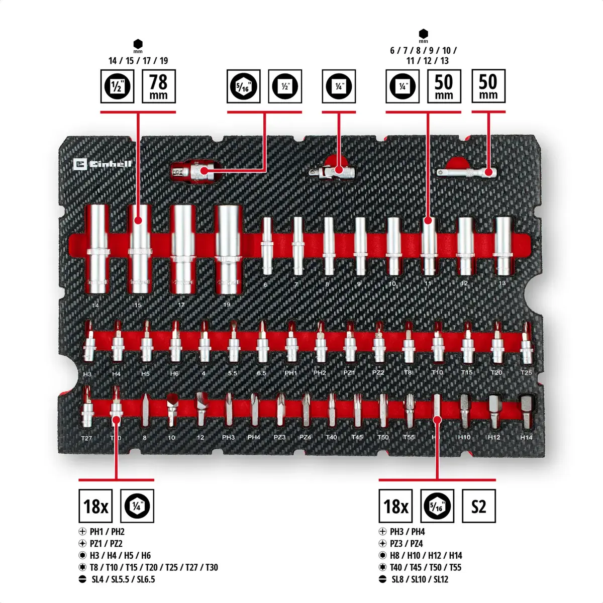 Einhell‑KWB E-Case чемодан 92 предмета Photo 2