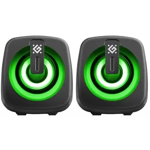 DEFENDER PC speakers J1 2.0 6W LED USB black – 2.0 stereo computer speakers, 6W total output, USB-powered