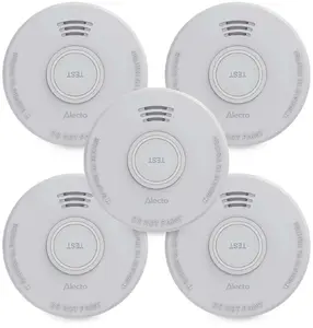 Dūmu detektors Alecto SD110 5X — bateriju darbināms dūmu trauksmes sensors, modelis SD110 5X