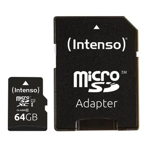 MicroSD atmiņas karte INTENSO 3423593 64 GB UHS‑I Class 10 U1, 90 MB/s, triecien/temperatūrai/ūdens/RT‑aizsardzība