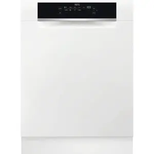 AEG Series 6000 FBB65707PW Undercounter 14 Place Settings Dishwasher with 9 Programs AirDry Technology and Touch Control