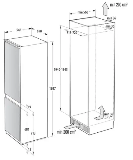 Gorenje NRKI619D61WFE встраиваемый холодильник Photo 2