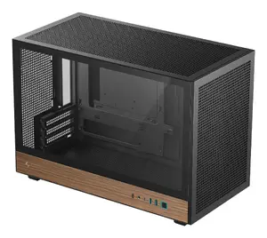 PC Case DeepCool CH260 WOOD Micro Tower — Micro-ATX/Mini-ITX, Tempered Glass, Wood & Black, USB 3.2 Gen1 x2, Supports 120/140 mm Fans