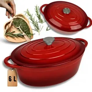 Cast Iron Enameled Roaster Atusa DK34 6L Red