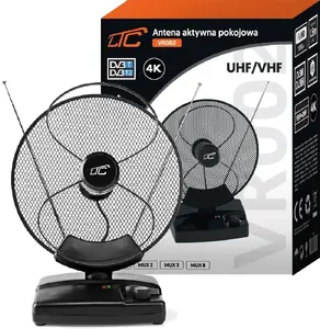 Aktīvā iekštelpu TV antena LTC VR002 priekš DVB‑T2 FHD 4K ar LTE filtru, saderīga ar MUX8