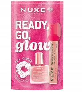 Nuxe Glow On The Go Pink set — dry body oil 10 ml, lip gloss 8 ml, hair band