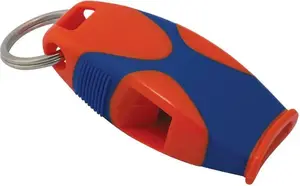 Švilpe Fox40 Sharx Safety ar aukliņu — Fox40 modelis 38058, sarkani‑zila, bezmembrānas