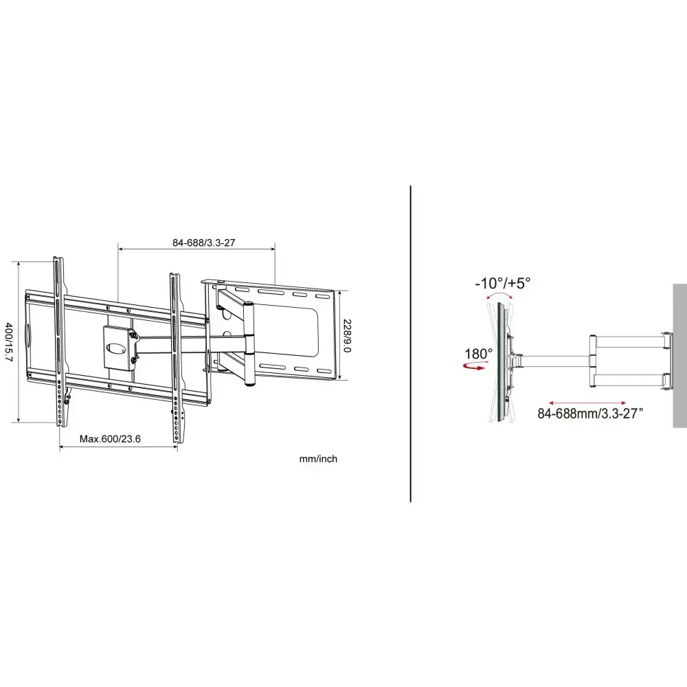 Techly настенный кронштейн 32–70", VESA 600×400 Photo 4