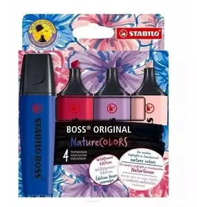 Марķieri Stabilo BOSS Nature Colors Wildflower edition, komplekts 4 gab., šķēpes uzgali 2–5 mm, ilgi atveres izturīgi