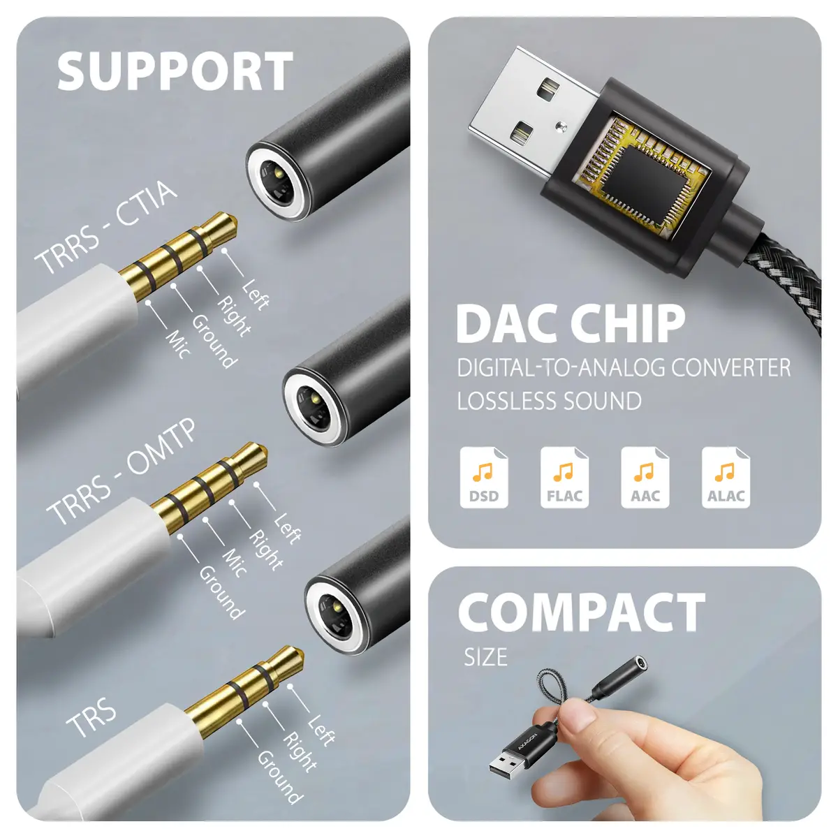 AXAGON ADA-HA USB-A Hi-Res DAC Audio Adapter Photo 4