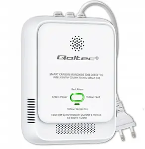 Детектор утечки газа Qoltec 52576 — детектор CO с сигналом 85 дБ, сертифицирован EN50291-1:2018