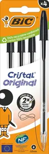 Ballpoint pen BIC 516335 Stick ballpoint pen Black, transparent, medium tip, pack of 4