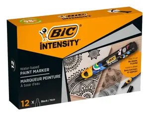 Перманентный маркер BIC Intensity модель 5274771 — 12 шт., пулевидный наконечник, черные чернила
