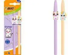 Ballpoint pen BIC Cristal Pastel Figurines 0.32 mm tip, hexagonal barrel, purple & red, 1 piece