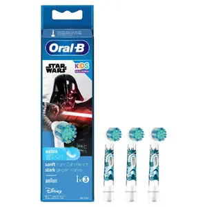 Replacement Brush Heads Oral-B Kids Star Wars — 3 pcs, Extra Soft Bristles, White