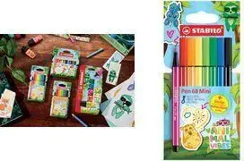 Фломастеры Stabilo Pen 68 Mini Animal Vibes 8 шт., линия 1,0 мм, водная безароматная тушь