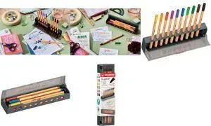 Линеры Stabilo point 88 набор 10 цветов Click‑Set с пластиковой пеналом и настольным ковриком (модель 8810‑5)