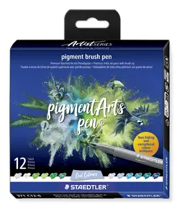 Маркер-кисть Staedtler Pigment Brush Pen 371 — тонкий наконечник, многоцветный, набор 6 шт.
