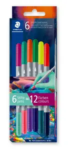 Flomasteru komplekts Staedtler 3280, šķiedras uzgalis, 6 dažādas krāsas