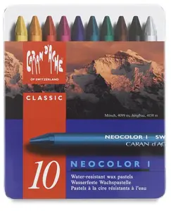 Vaska pasteļi Caran d’Ache NEOCOLOR I ciets zils, komplekts 10 gab.