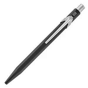 Шариковая ручка Caran d’Ache 849.009 с клипсой, выдвижная, чёрно-серебристая, синяя паста, 1 шт.