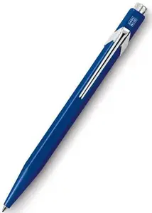 Ballpoint pen Caran d-Ache 849.160 clip-on retractable, Blue/Silver, writing color Blue