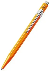 Шариковая ручка Caran d’Ache 849.030 с клипом, выдвижная, оранжево‑серебристая, синяя паста, 1 шт